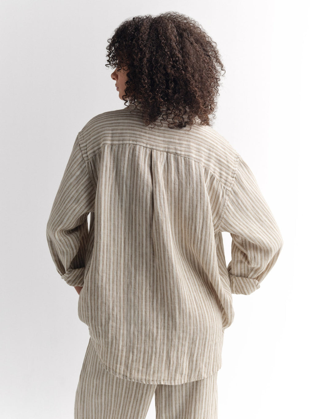 Organic Linen Striped Oversized Button Down