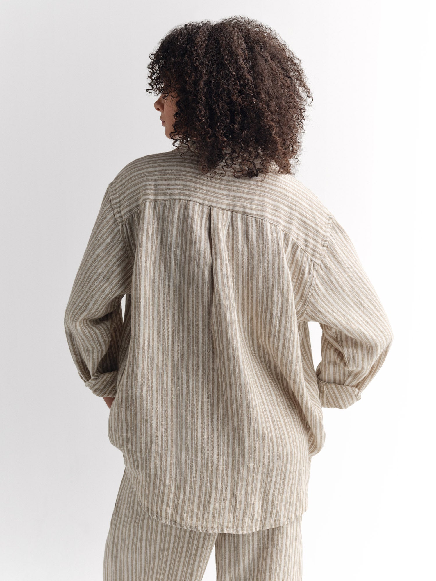 Organic Linen Striped Oversized Button Down