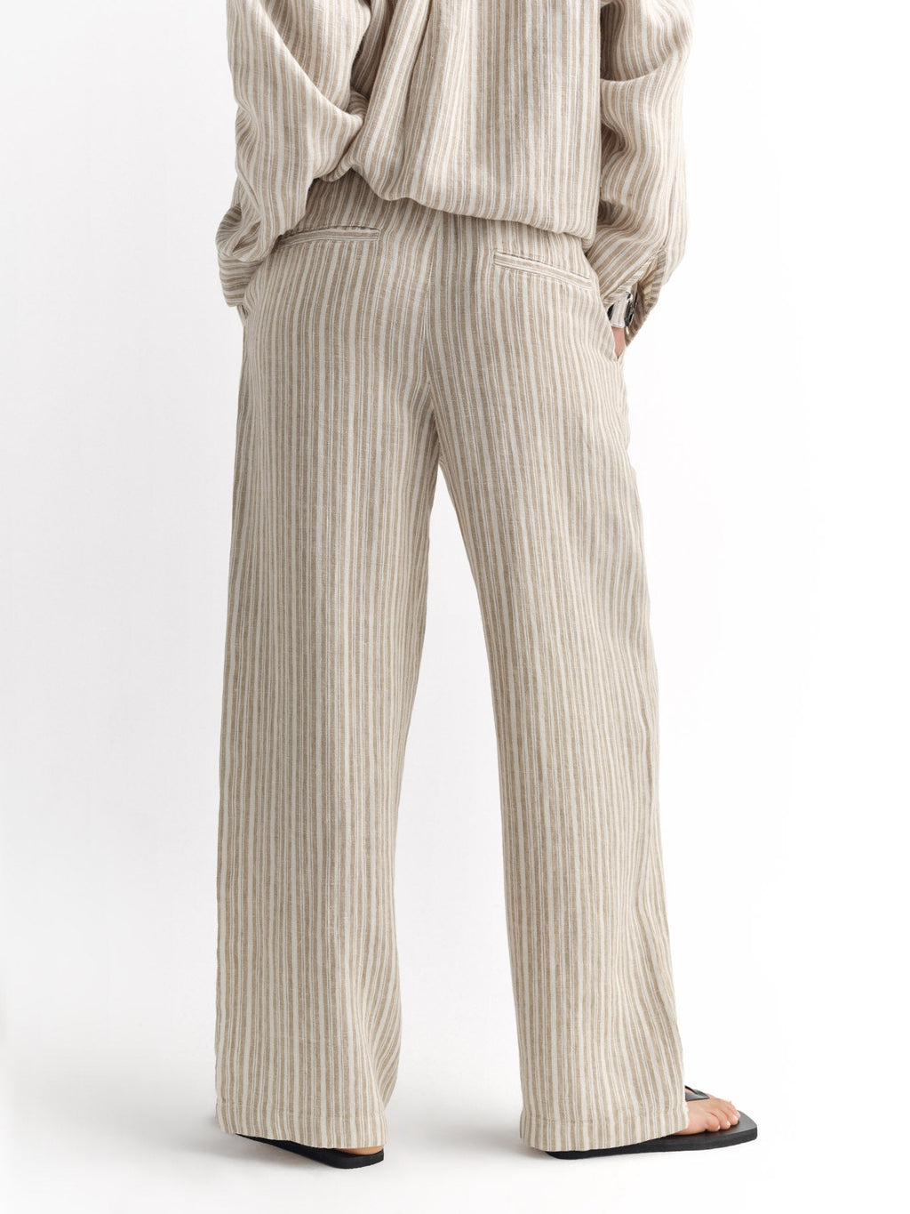 Organic Linen Striped Pleated Pant