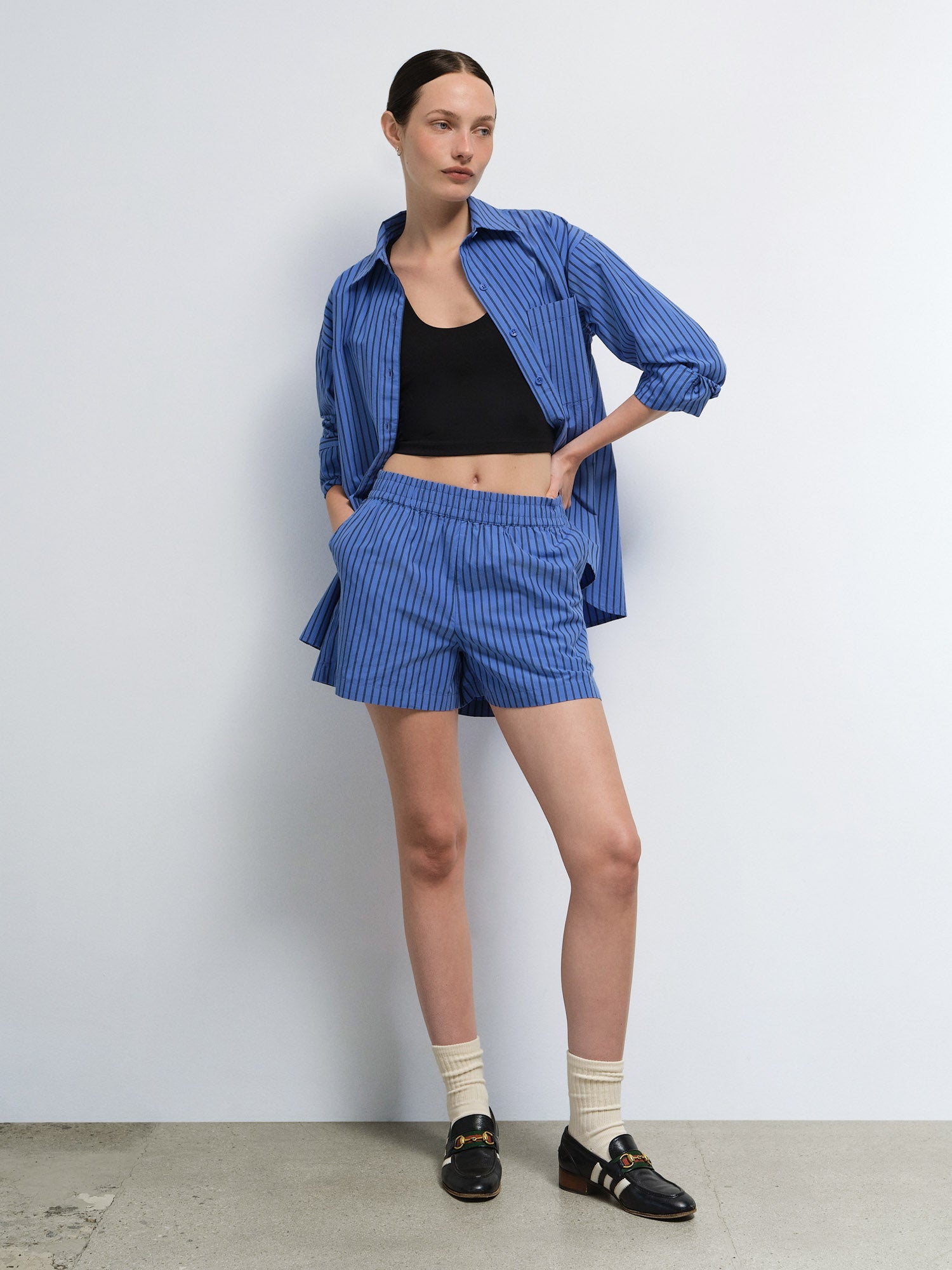 Organic Poplin Striped Long Sleeve Button Down