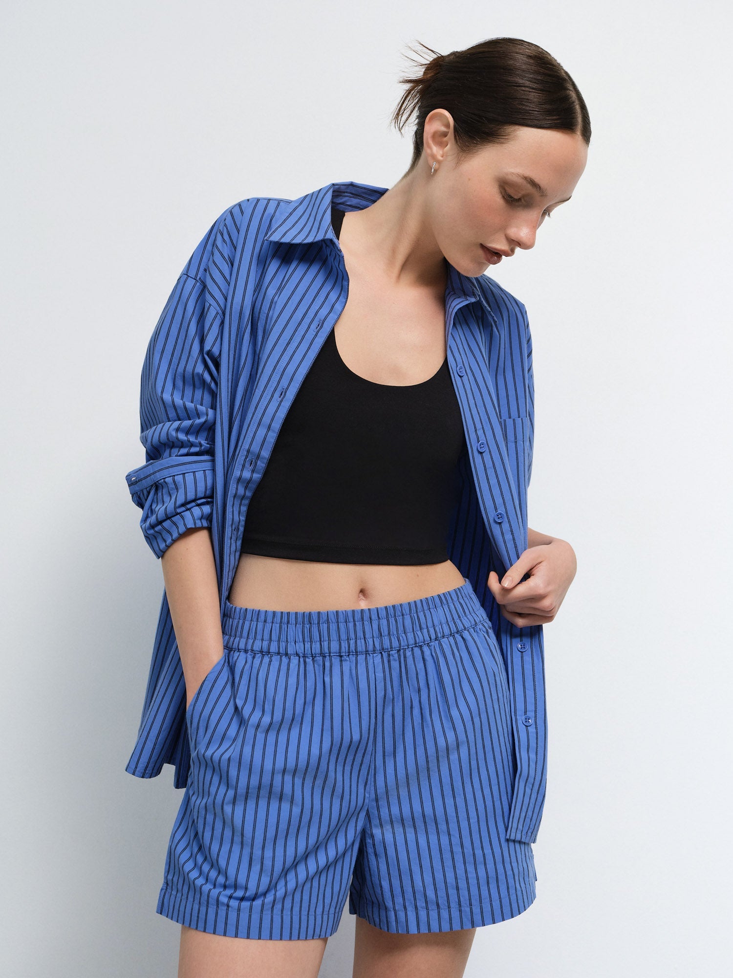 Organic Poplin Striped Short