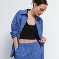 Organic Poplin Striped Long Sleeve Button Down