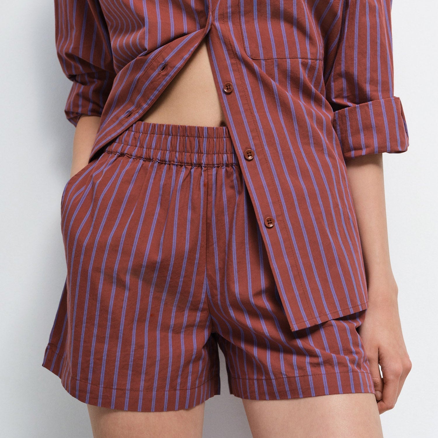 Organic Poplin Striped Short