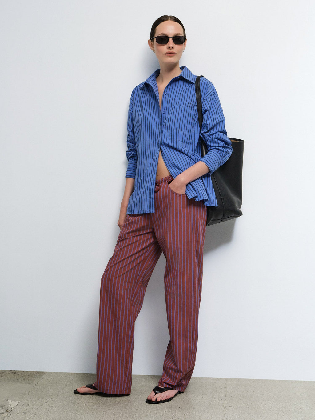 Organic Poplin Essential Striped Pant