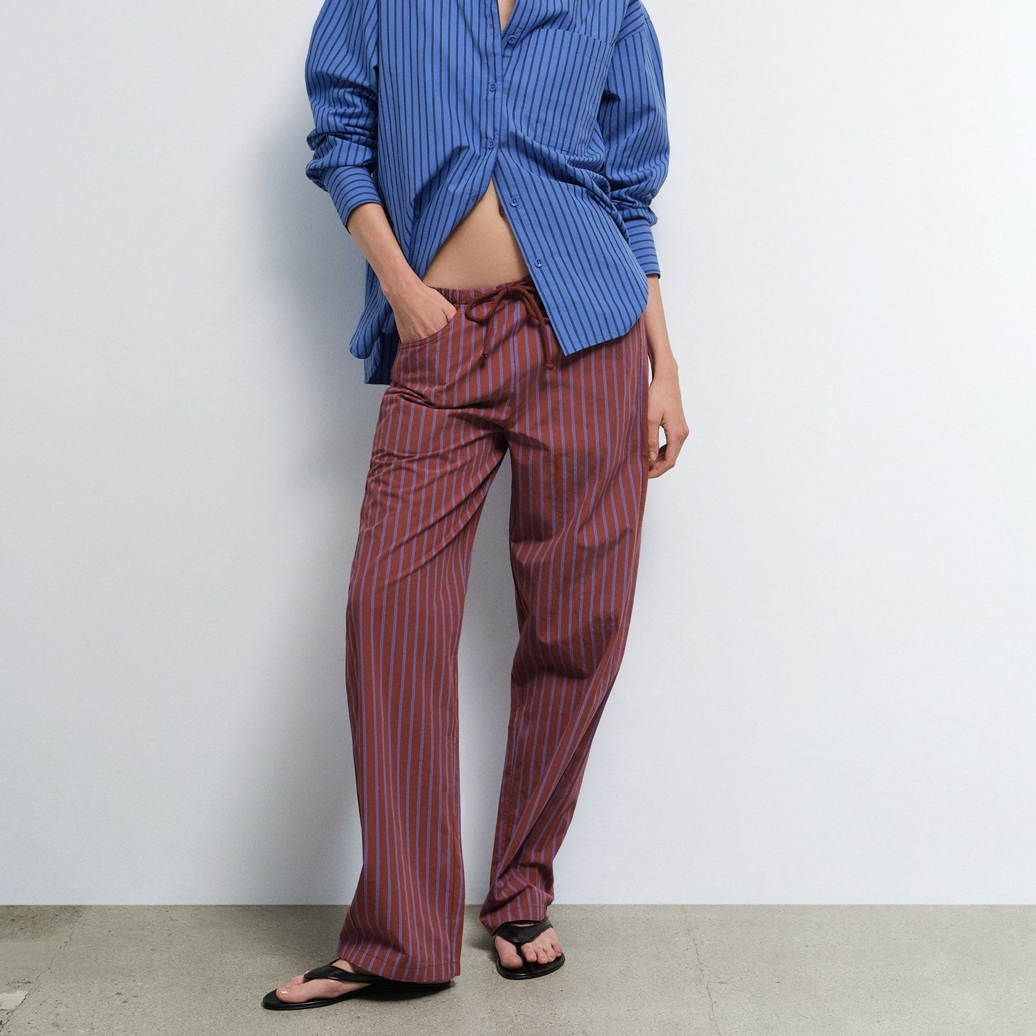 Organic Poplin Essential Striped Pant