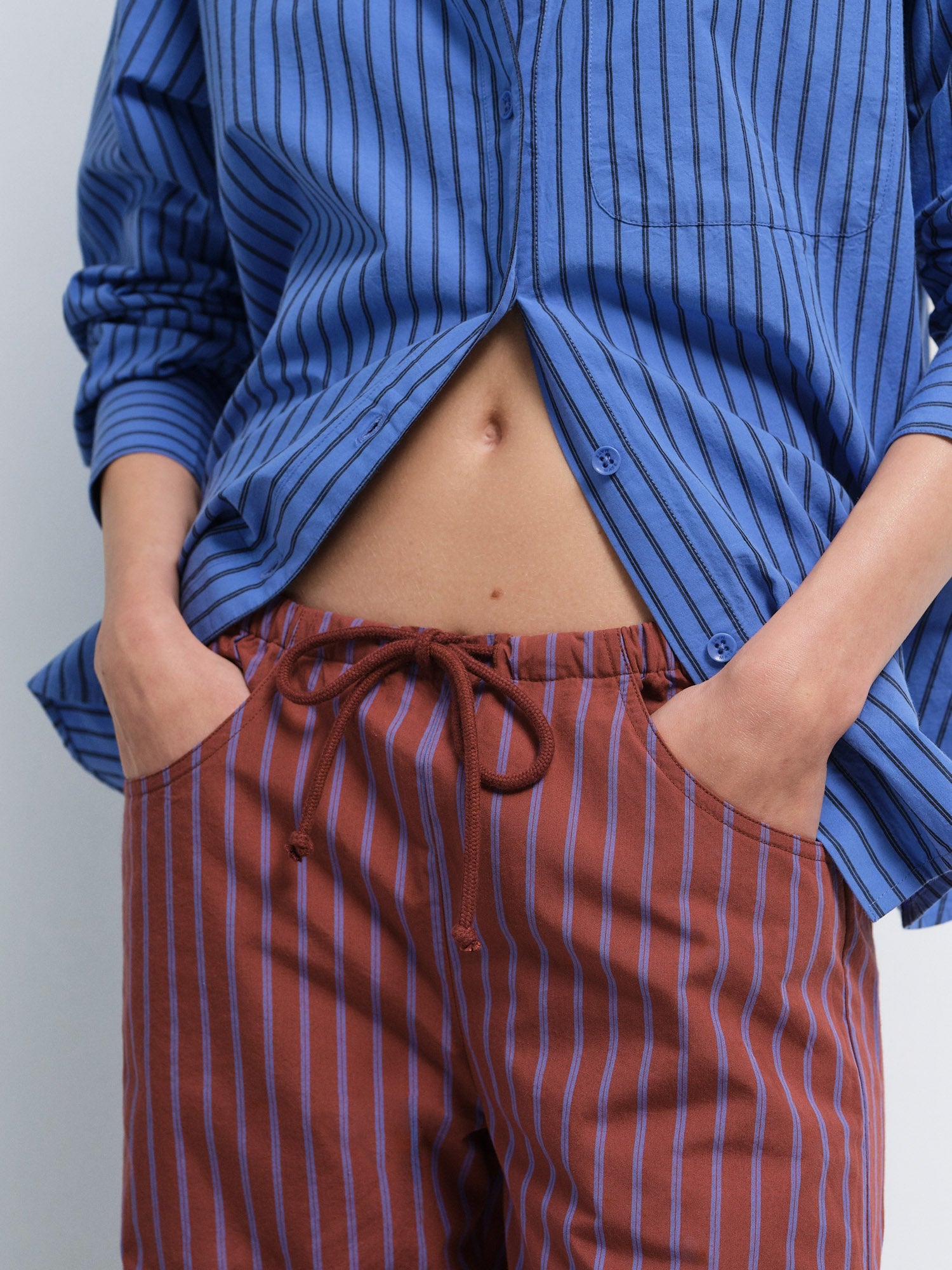 Organic Poplin Essential Striped Pant